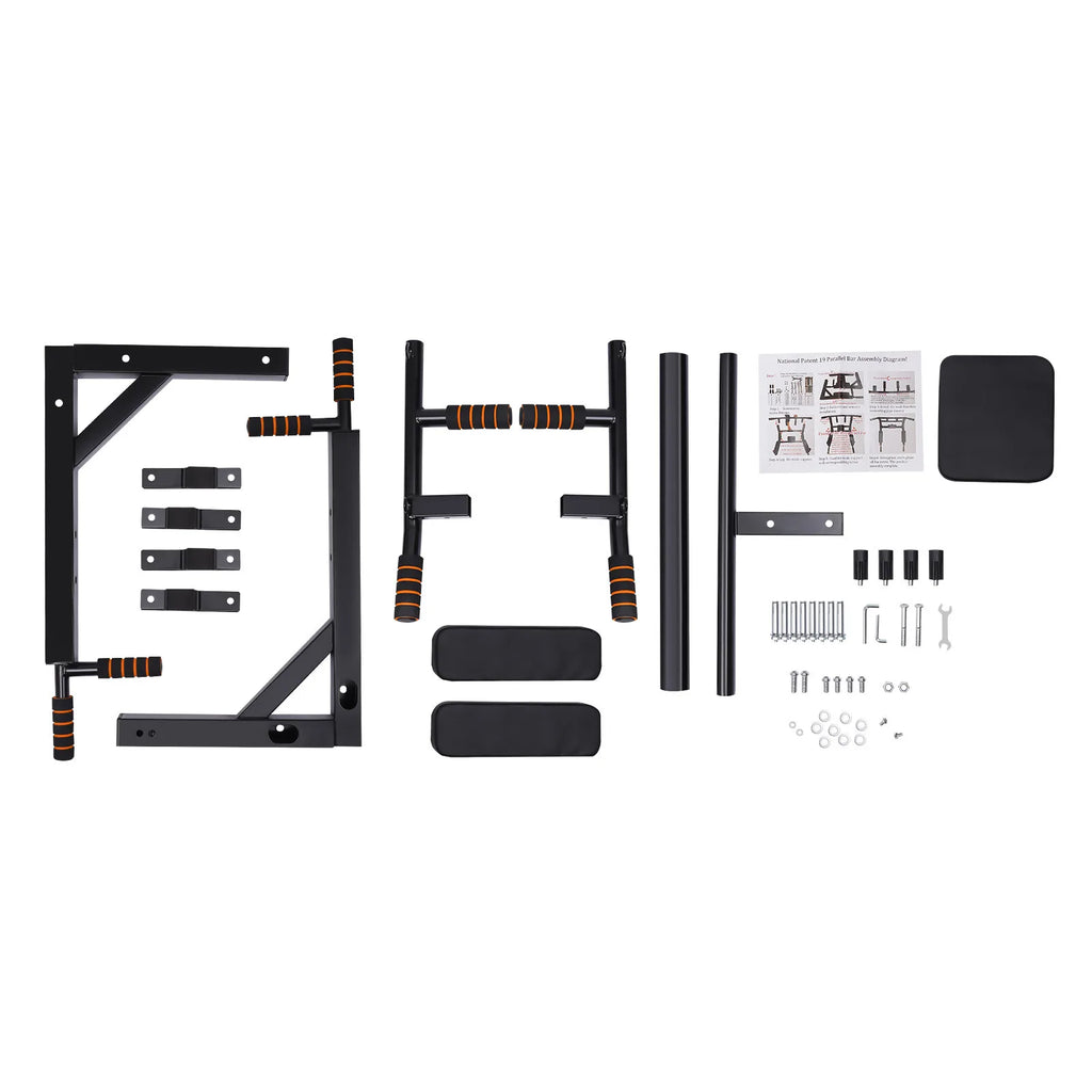 Pull Up Bar, Raise Dip Station Vertical Knee Exercise Equipment, Home Wall-Mount Dip Stand, 200kg Capacity Multi-functional