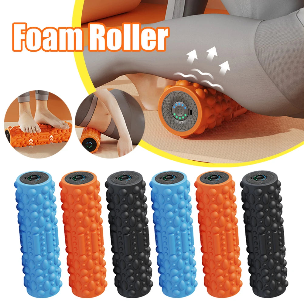 Electric Vibrating Foam Roller Yoga Column Rechargeable Exercise Roller 5 Modes Muscle Roller for Bodybuilding