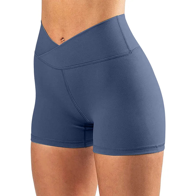 V Cross Waist Yoga Shorts for Women Seamless Gym Shorts Scrunch Butt Workout Shorts Women Running Amplify Sports Shorts