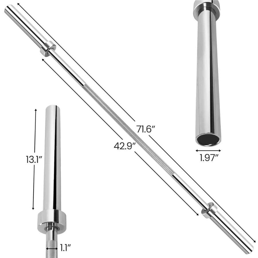 6FT Barbell for Powerlifting and Deadlifting, 700 lb Capacity, 2" Sleeve for Standard Weight Plates