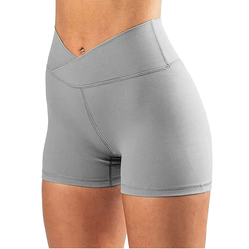 V Cross Waist Yoga Shorts for Women Seamless Gym Shorts Scrunch Butt Workout Shorts Women Running Amplify Sports Shorts