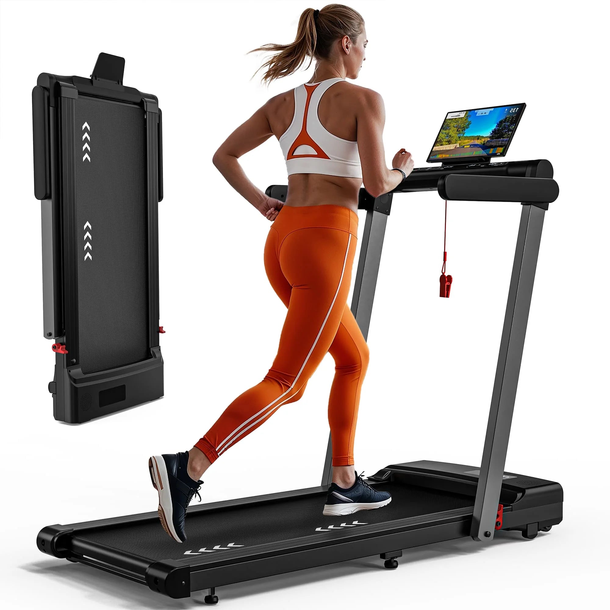 Mettlematic 2-in-1 Treadmill for Home, 12 Km/H, Dual Led Display, 12 Programs, Foldable, Shock-Absorbing, App Compatible, 2-Year