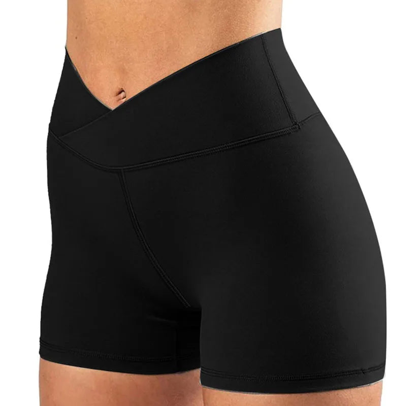V Cross Waist Yoga Shorts for Women Seamless Gym Shorts Scrunch Butt Workout Shorts Women Running Amplify Sports Shorts