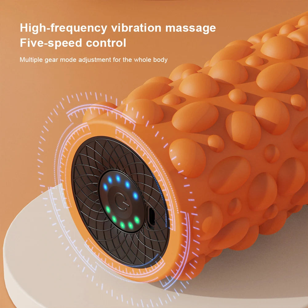 Electric Vibrating Foam Roller Yoga Column Rechargeable Exercise Roller 5 Modes Muscle Roller for Bodybuilding